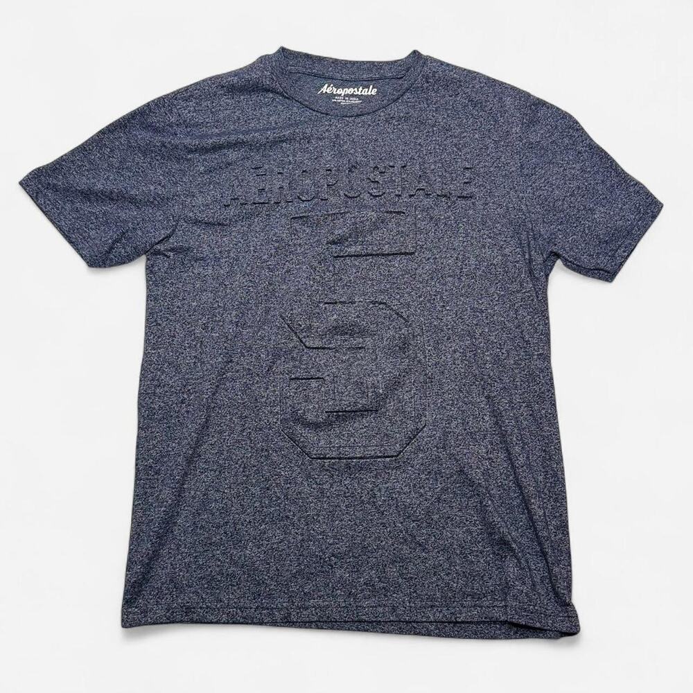 Aeropostale Navy Embossed Number Graphic Tee Men’s Large Short Sleeve
